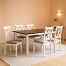 Seven Piece Rectangular Dining Table Set Two Tone Finish