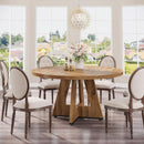 Round Dining Table Wood 47 Inch Burlywood Finish Farmhouse