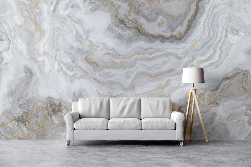 White Marble Stone Granite Slate Peel and Stick Wallpaper | Removable Wall Mural