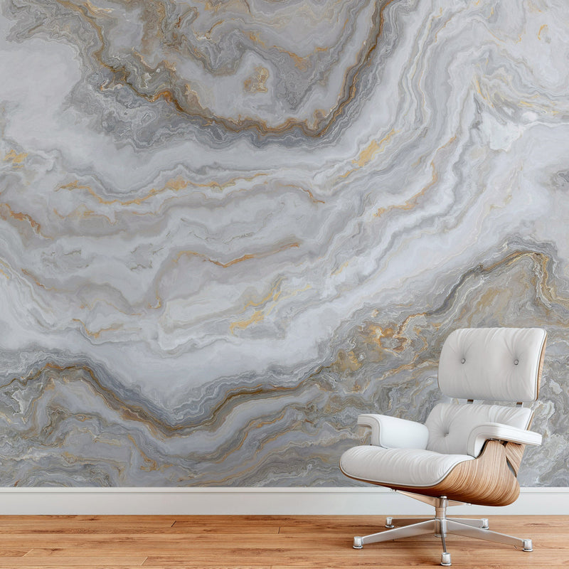 White Marble Stone Granite Slate Peel and Stick Wallpaper | Removable Wall Mural