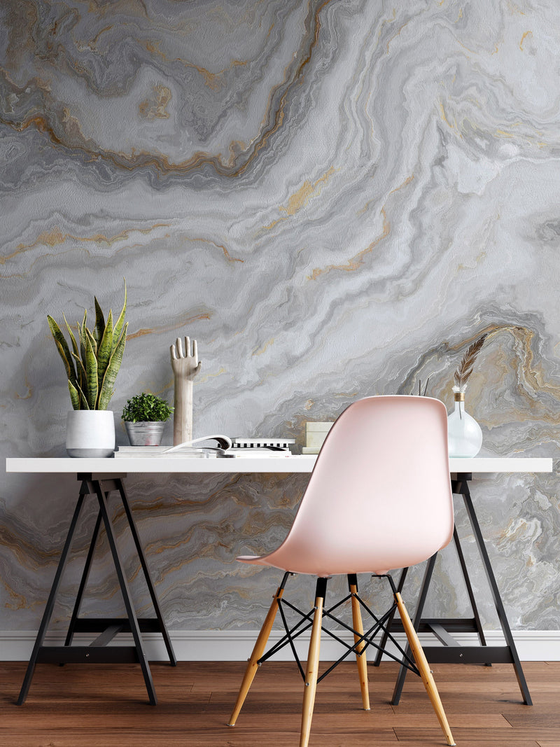 White Marble Stone Granite Slate Peel and Stick Wallpaper | Removable Wall Mural