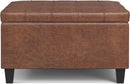 Storage Ottoman 30 Inch Distressed Saddle Brown Leatherette