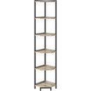 6-Tier Greige Corner Shelf Stand For Living Room And Office