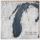 Michigan Shabby Map Home Decor Art Print on Real Wood