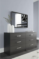 Black Contemporary Six Drawer Dresser Ball Bearing Slides