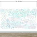 Pastel Botanical Nature Wallpaper Mural. Leafs and Flowers Design.