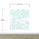 Pastel Botanical Nature Wallpaper Mural. Leafs and Flowers Design.