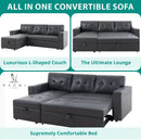 Sleeper Sectional Sofa With Convertible Bed In Dark Gray