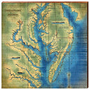 Chesapeake Bay Nautical Map | Wall Art Print on Real Wood