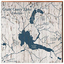 Grand County Lakes Map, Colorado Home Decor Art Print on Real Wood