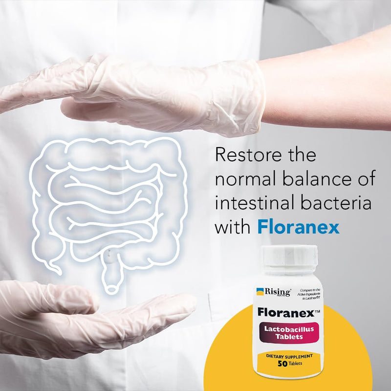 Rising Health - Floranex Tablets - Lactobacillus Probiotic Dietary Supplements - 50 Tablets