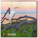 I Heart Saipan Sunset Egret Home Decor Art Print on Real Wood