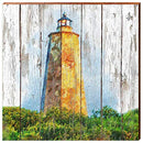Old Baldy Lighthouse, Bald Head Island, North Carolina Rustic Wooden Sign | Wall Art Print on Real Wood | Shiplap Sign