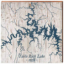 Table Rock Lake Shabby Map Home Decor Art Print on Real Wood