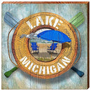 Lake Michigan Life Ring Home Decor Art Print on Real Wood