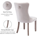 Beige Velvet Dining Chairs Set Of Six Tufted Wingback