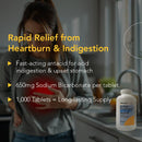 Rising Pharma - Sodium Bicarbonate 650mg - Antacid Used for Acid Indigestion, Heartburn, Sour Stomach Stomach Upset - 1000 Tablets