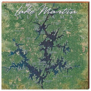 Lake Martin Alabama Map Home Decor Art Print on Real Wood