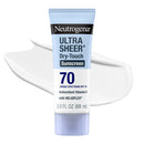 Neutrogena Ultra Sheer Dry Touch Sunscreen Lotion SPF 70 Broad Spectrum UVA UVB Protection Lightweight Water Resistant up to 80 Minutes Oil PABA Oxybenzone Free, 3 fl oz