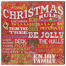 Family Christmas Rules Home Decor Art Print on Real Wood