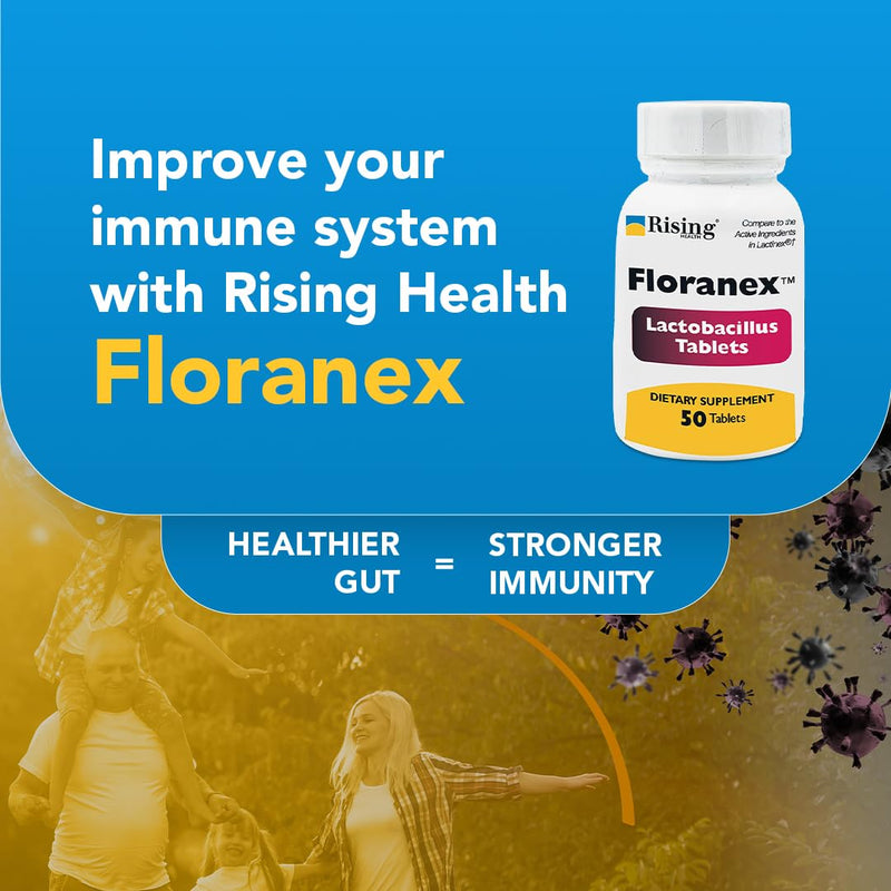 Rising Health - Floranex Tablets - Lactobacillus Probiotic Dietary Supplements - 50 Tablets
