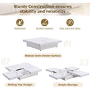 Square Marble Veneer Coffee Table Sliding Top with Storage in White 39.4"