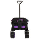360° Rotating Rear Wheel Heavy-Duty Folding Wagon – Multi-Use Garden Cart with All-Terrain Wheels, Dual-Color (Black & Purple) Design for Camping, Beach, Picnic & Outdoor