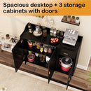 Black 47In Sideboard Cabinet For Dining Room Storage