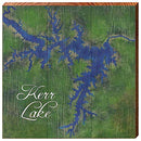 Kerr Lake Map Home Decor Art Print on Real Wood