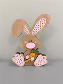 Unfinished Wood Layered and Etched Sitting Bunny Shelf Sitter | 7pc | 8" Tall | 1/2" & 1/4"  Wood | Wood Craft DIY
