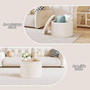 Rounded White Luxurious Boucle Storage Ottoman Lid
