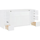 Full Size Murphy Bed with Drawers, Cabinets and USB Ports,White
