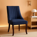 Blue Linen Dining Chairs Set Of 4 With Channel Tufting