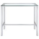 Tolbert Rectangular 47-inch Glass Top Pub Bar Table Chrome