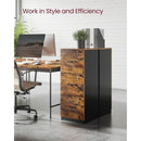 Brown Filing Cabinet With Lock And Printer Stand For Office