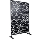 Outdoor & Indoor Privacy Screen Metal Privacy Screen 76' H×48' W, Freestanding Decorative Privacy Screen for Deck Balcony Patio, Black Steel