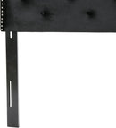 Contemporary Black Velvet Headboard with Button Tufted Design