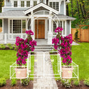Metal Garden Arch with Gate 79.5'' Wide x 86.6'' High Climbing Plants Support Rose Arch Outdoor Cream White