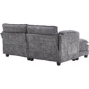 UNITED WE WIN Chenille fabric, solid construction, the overall structure of the sofa is stable, detachable armrests, two foot stools and two-seat sofa with side pockets
