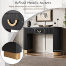 Mirod Modern Console Table with Vertical Ribbed Design, Compact Storage with Functional Drawer