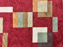 Indo Tibetan Modern Rug 5x8, Abstract Rug 5 x 8 ft, Red Multicolor Wool Handmade Contemporary Area Rug