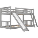Grey Twin Bunk Bed With Slide Solid Pine Construction