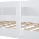Queen Over Queen Bunk Bed with Built-in Storage Cabinets,Charging Station,Ladder,Safety Guardrails,Solid Pine Wood Bunk Bed,White