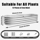 Galvanized Raised Garden Bed Kit, Heavy Duty, Rust-Resistant, 6x3x1ft, Silver