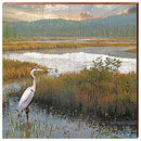 Heron in Marsh Home Decor Art Print on Real Wood