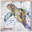 I Heart Saipan Sea Turtle White Home Decor Art Print on Real Wood