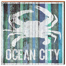 Ocean City Crab Blue Home Decor Art Print on Real Wood