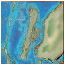 Pine Island, Florida Map Home Decor Art Print on Real Wood
