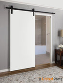 Planum 0010 White Silk Barn Door and Black Rail