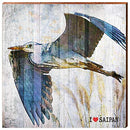 I Heart Saipan Flying Heron Home Decor Art Print on Real Wood